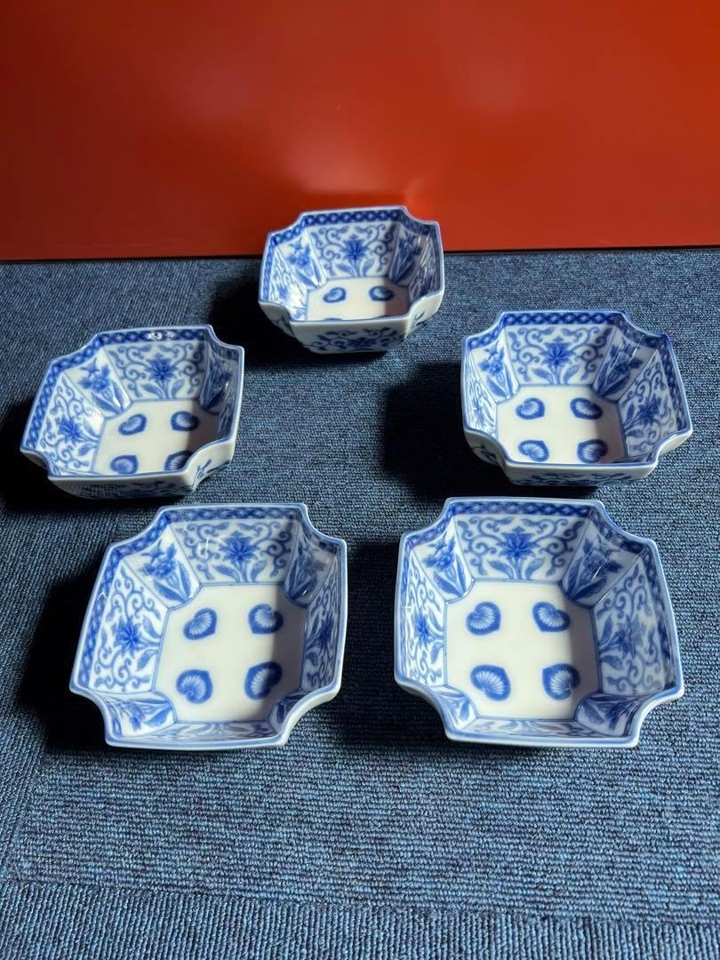 1128 深川製磁 かぶと唐草 角小鉢 5客 - WWW.ZMSOFTWARE-CO.COM